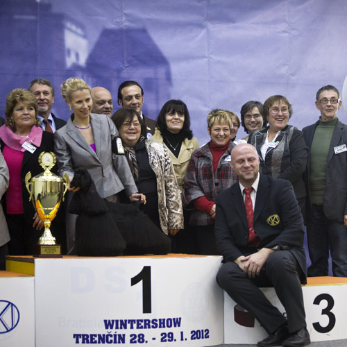 Rozhodcovia s víťazom výstavy Wintershow Trenčín 2012